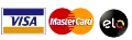 Imagem das seguintes bandeiras de cartão: Visa, Master Card e Elo